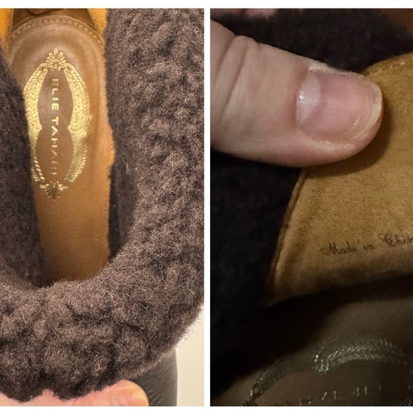 Eli Tahari Black Leather Shearling-Lined Convertible Platform Ankle Boots 37 - Picture 17 of 17